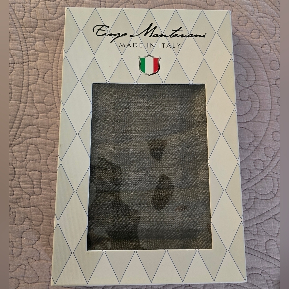 Enzo Mantovani - Mens Scarf In Charcoal and Light Gray Plaid Pattern